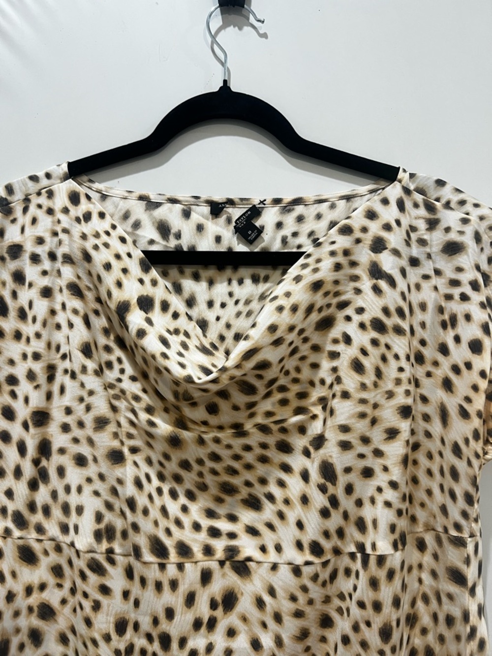 Ann Taylor Top 8 Womens Silk Animal Print Y2K Babydoll Fairy Grunge Preppy Sheer - Picture 2 of 10